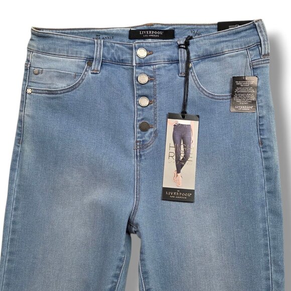 Liverpool High Rise Ankle Jeans Womens 10 Fray Hem High Rise Button Fly - Picture 2 of 12